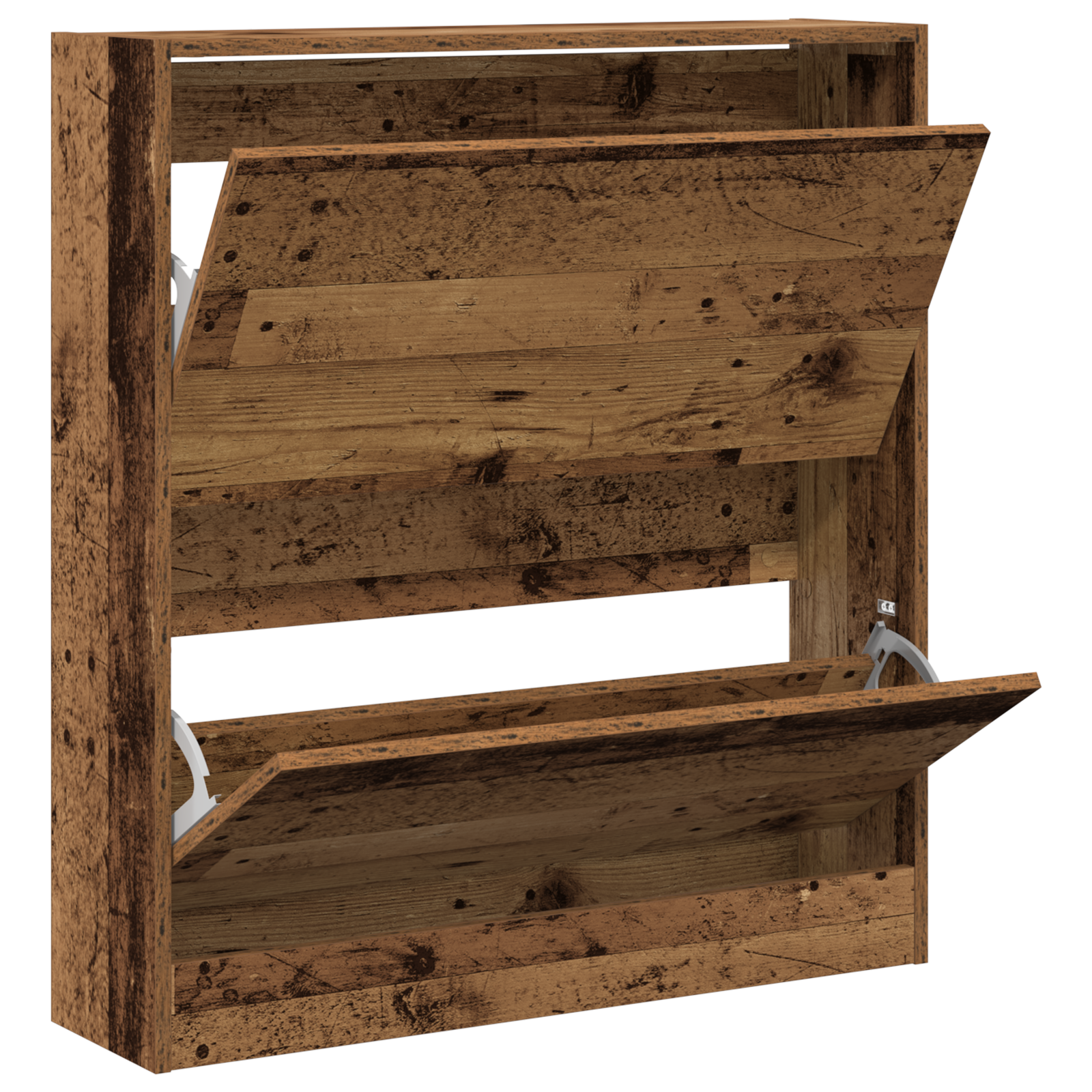 Schuhschrank Mit Klappenfach 80X21X87,5 Cm Altholz