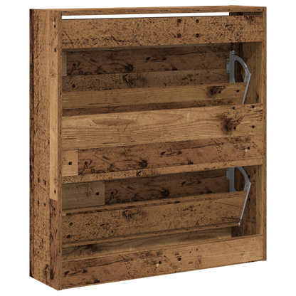 Schuhschrank Mit Klappenfach 80X21X87,5 Cm Altholz