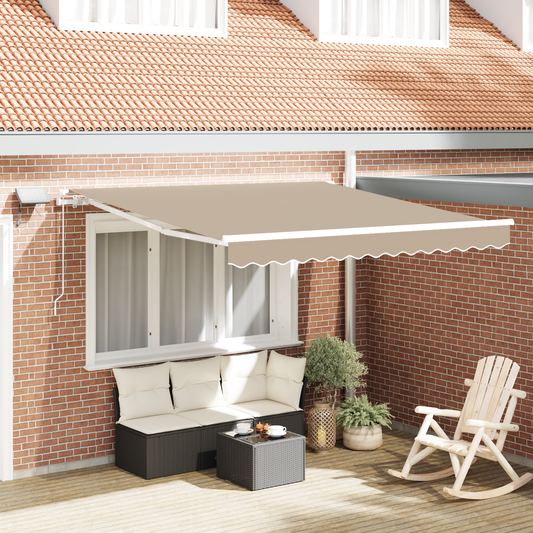 Manuelle Einziehbare Markise Mit Led Beige
