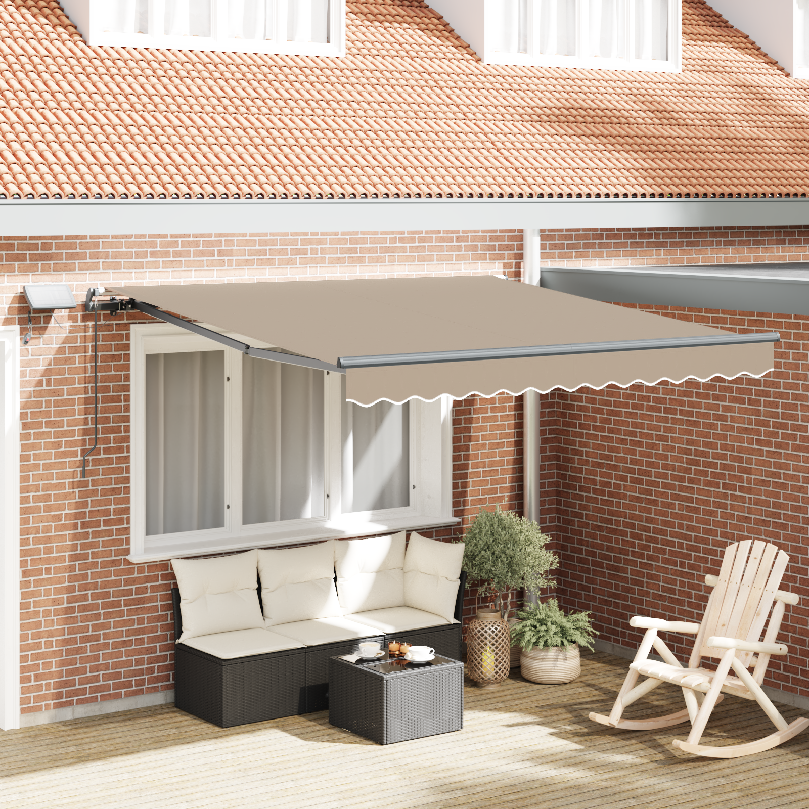 Manuelle Einziehbare Markise Mit Led Beige