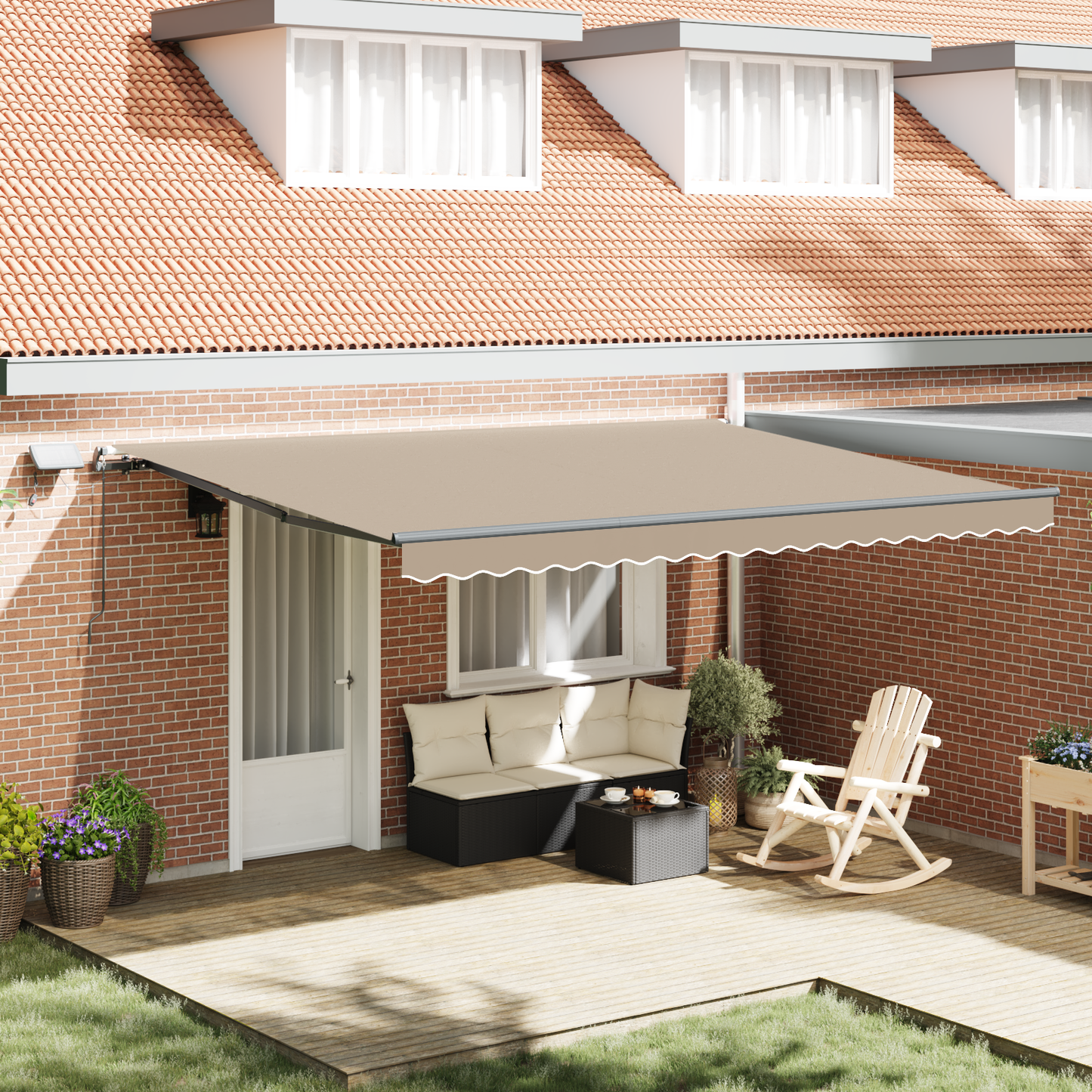 Manuelle Einziehbare Markise Mit Led Beige