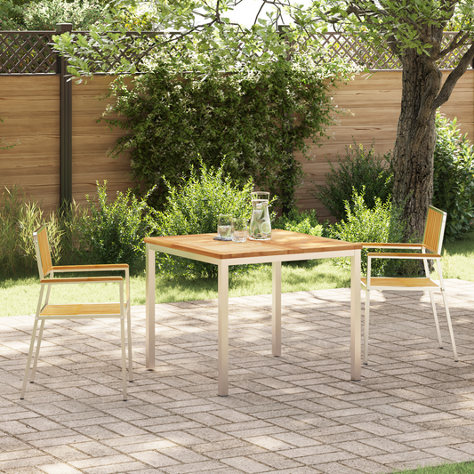 3Tlg. Garten Essgruppe Aus Massivem Teakholz
