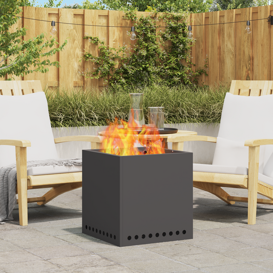 Rauchfreier Feuerstelle Quadrat Schwarz 48X48X50 Cm Stahl
