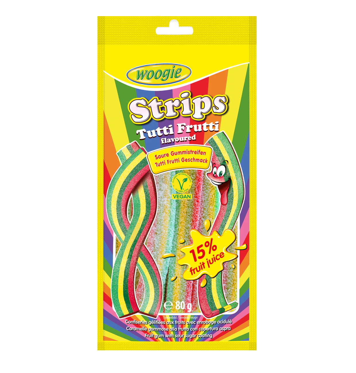 Woogie Rainbow Strips 80g Miami Tutti Frutti