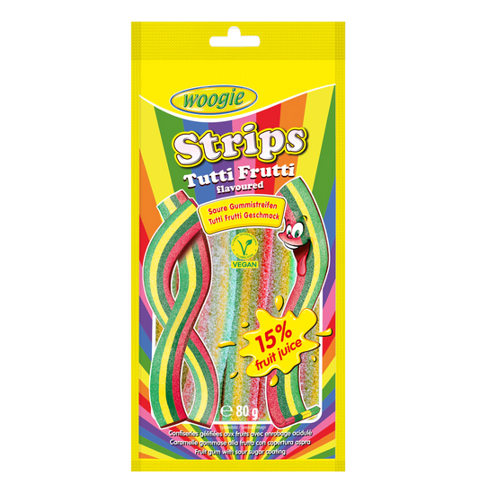 Woogie Rainbow Strips 80g Miami Tutti Frutti