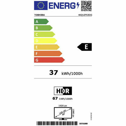 Toshiba Smart Tv Toshiba 40Qv2F63Dg Full Hd 40&quot; Led Hdr Hdr10+ D-Led Hdr10 Dvb-T2 400 Hz Pqi Qled