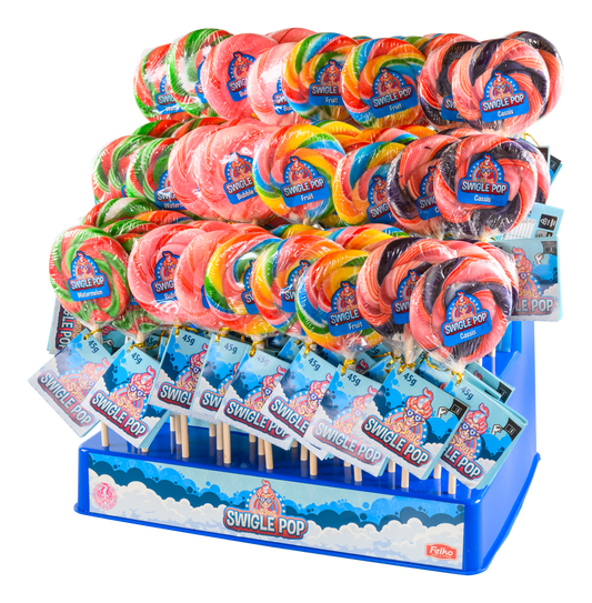 Felko Swigle Pop Counter Display mit 77 Lollies zu 45g pro Stück