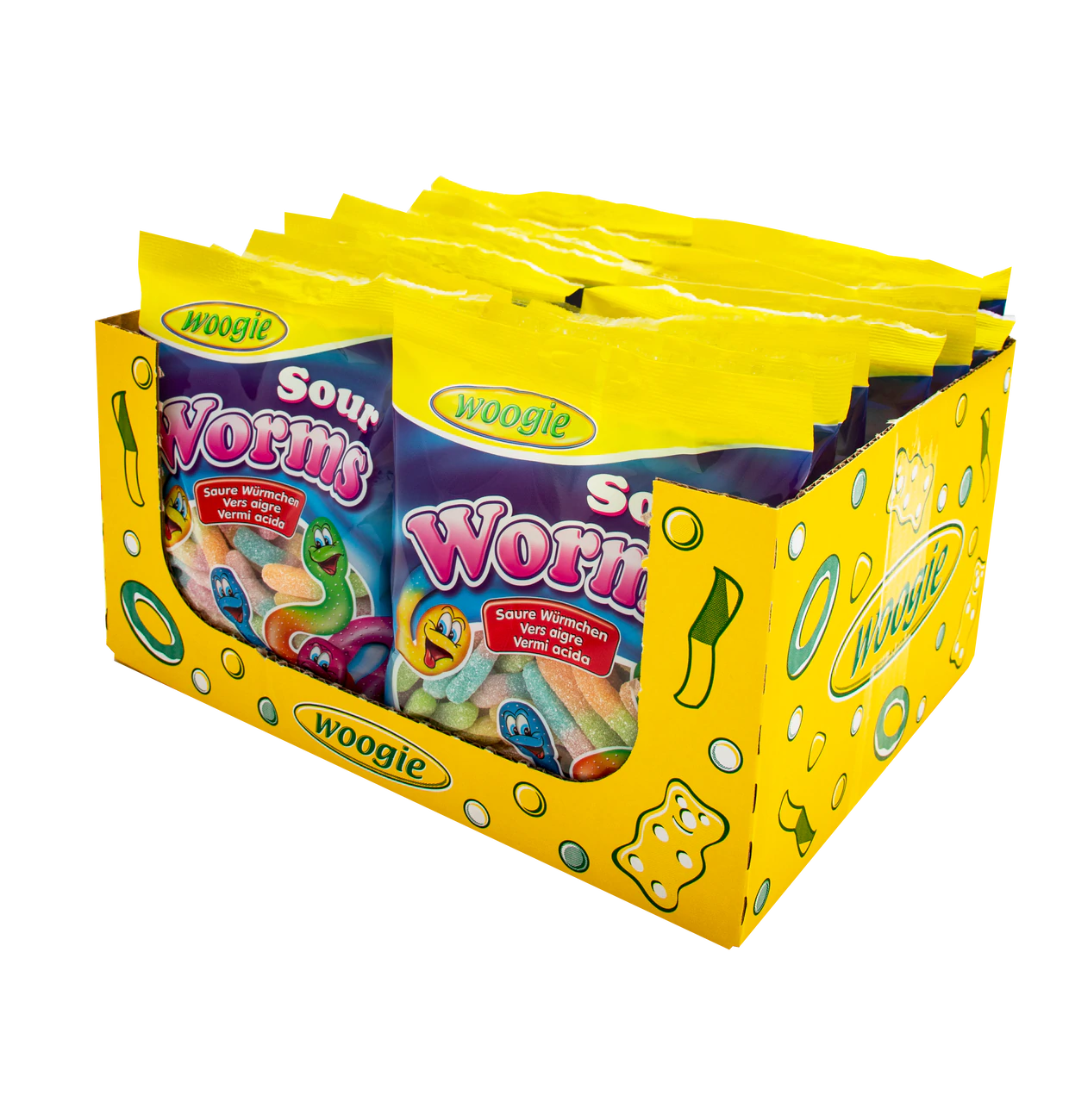 Woogie Saure Würmer 250g Gezuckerte Fruchtgummi Glühwürmchen