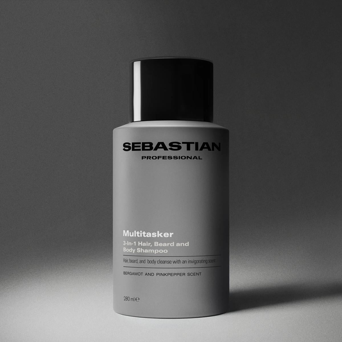 Sebastian Professional Multitasker Champú 3-En-1 Para Hombre Cabello, Barba y Cuerpo Limpia y Aporta Frescor 1000ml