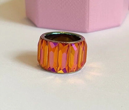 Swarovski-Ring | Curiosa Cocktailring | Größe 55 | Baguetteschliff | Rosa