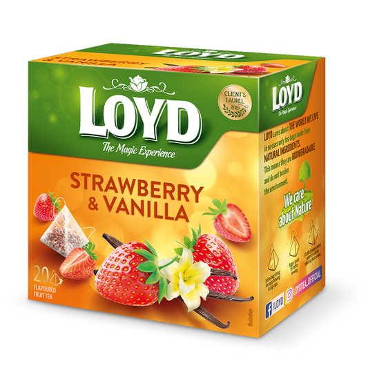 Loyd Tee Erdbeer & Vanille Pyramiden Beutel 20x2g Früchtetee