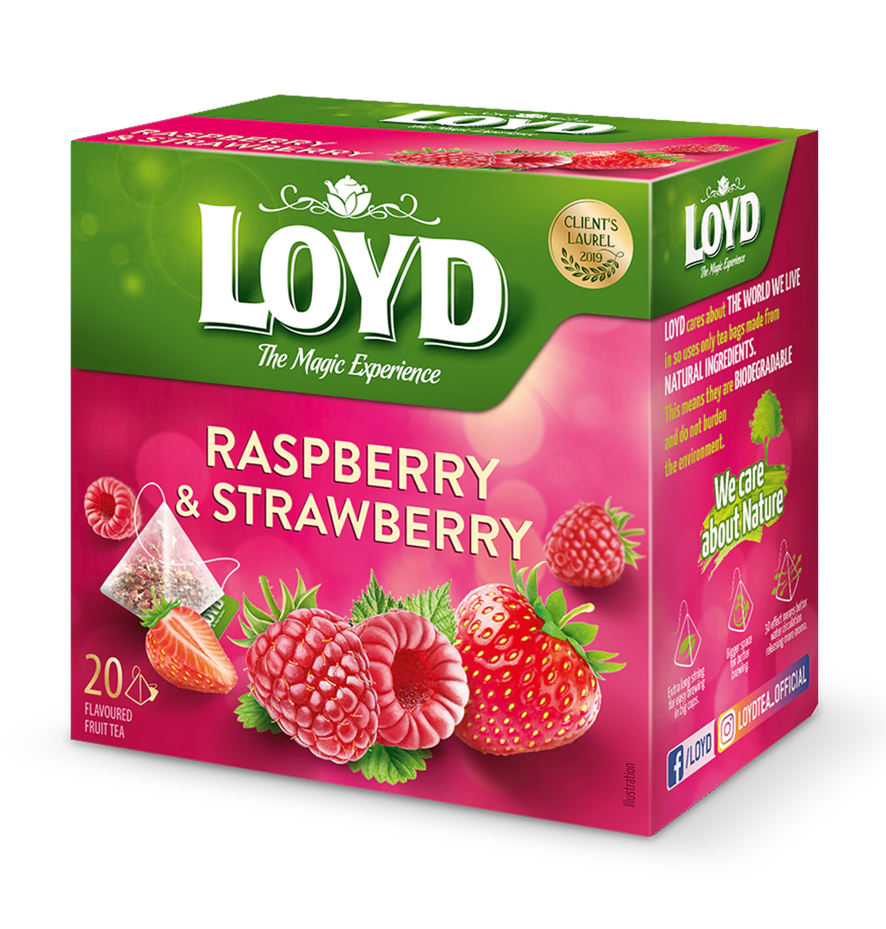 Loyd Tee Himbeere & Erdbeere Pyramiden Beutel 20x2g Früchtetee Himbeere & Erdbeere