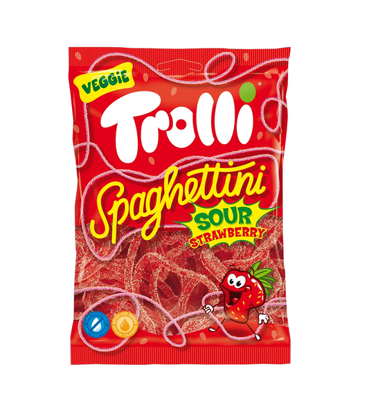 Trolli Spaghettini Sour Strawberry 100g - Candyshop.ch