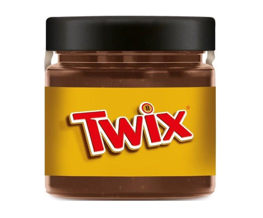 Twix Brotaufstrich mit Schokolade-Karamell-Geschmack und Keks-Stückchen.