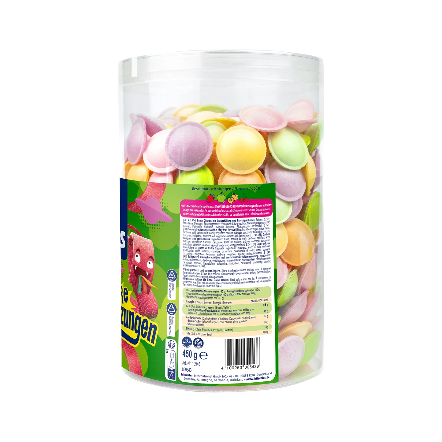 Hitschies Ufo´s Saure Drachenzungen Dose 450g Ufos mit Brausefüllung