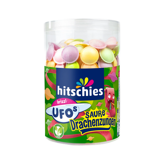 Hitschies Ufo´s Saure Drachenzungen Dose 450g Ufos mit Brausefüllung