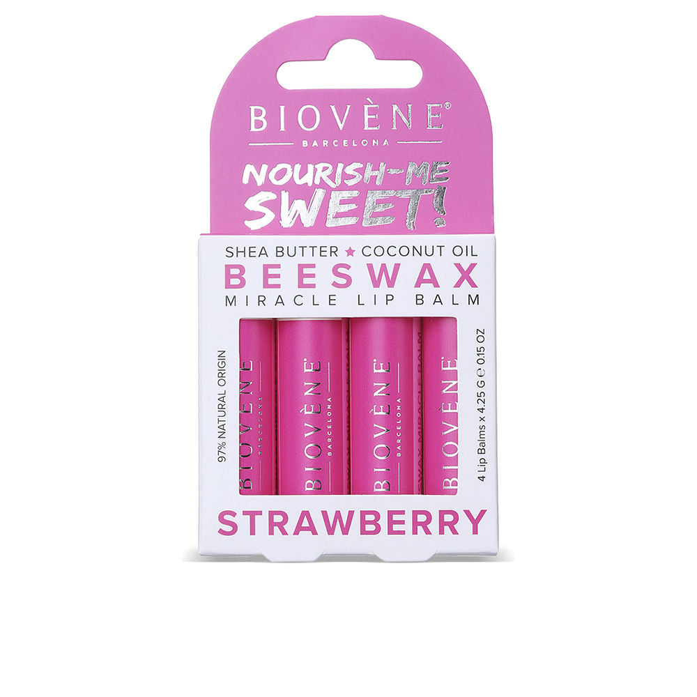 BEESWAX STRAWBERRY LIP BALMS PACK 4 pc