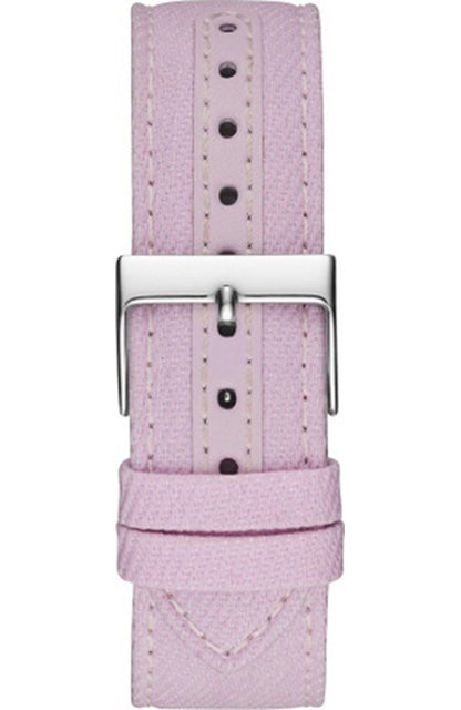 GUESS Damen Armbanduhr W1068L8 – Quarz Uhr mit rosa Textilarmband & silbernem Zifferblatt