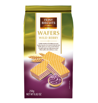 Waffeln mit Waldbeerencremefüllung 250g