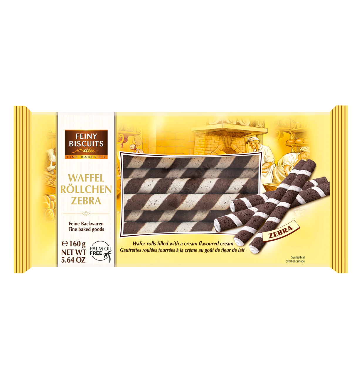 Feiny Biscuits Waffelröllchen Zebra 200g aus feinem Biscuit – Produktansicht