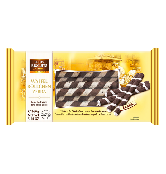 Waffelröllchen Zebra 200g aus feinem Biscuit