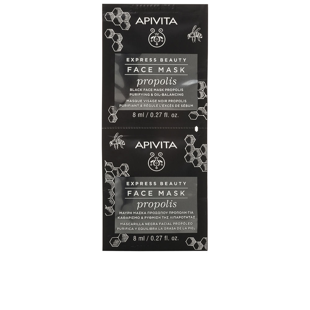 Express Beauty Mascarilla facial negra purificante y equilibrante con propóleo 2 x 8 ml