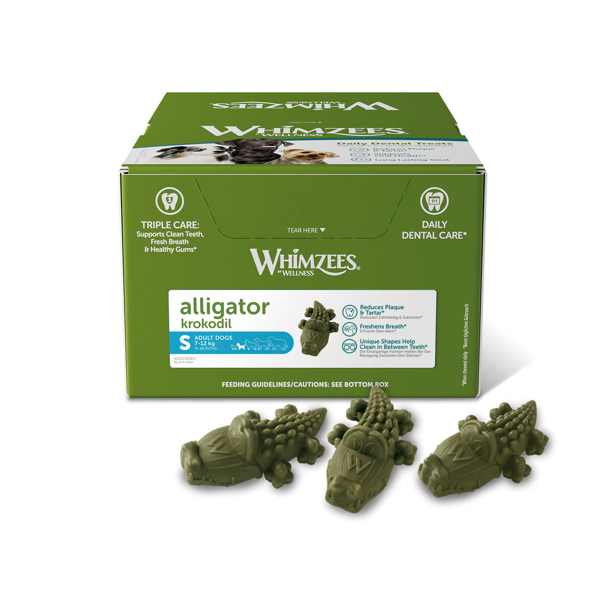 WHIMZEES Alligator S – Zahnpflege Kausnack für Hunde | 150 Stück