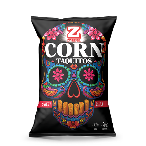 Zweifel Corn Taquitos Sweet Chili Knusprig gerollte Corn Chips 125g