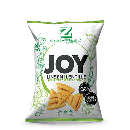 Zweifel Original Joy Lentil Sour Cream Style Knuspriger Linsen Snack mit -30% weniger Fett