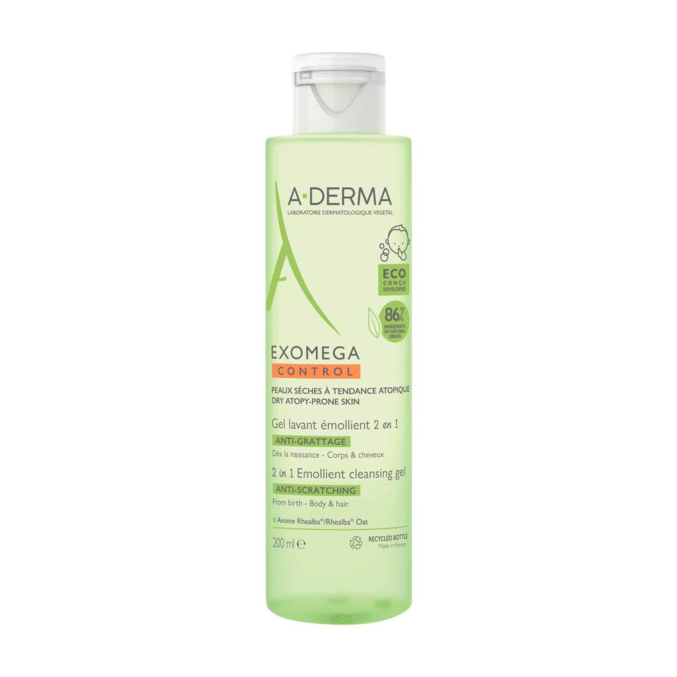 A-Derma A-Derma, Exomega Control, Anti-Scratching & Soothing, Reinigungsgel, Für Haar & Körper, 200 ml Regular