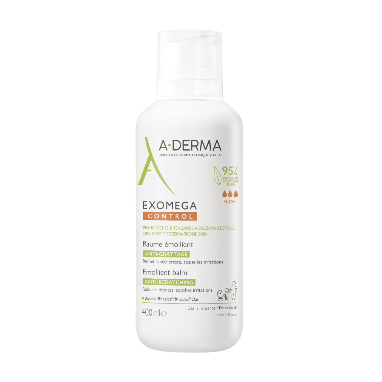 A-Derma A-Derma, Exomega Control, Emolliens, Balsam, Für das Gesicht, 400 ml Regular