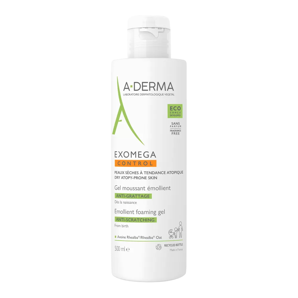 A-Derma A-Derma, Exomega Control, Emolliens, Reinigungsgel, Für Gesicht & Körper, 500 ml Regular