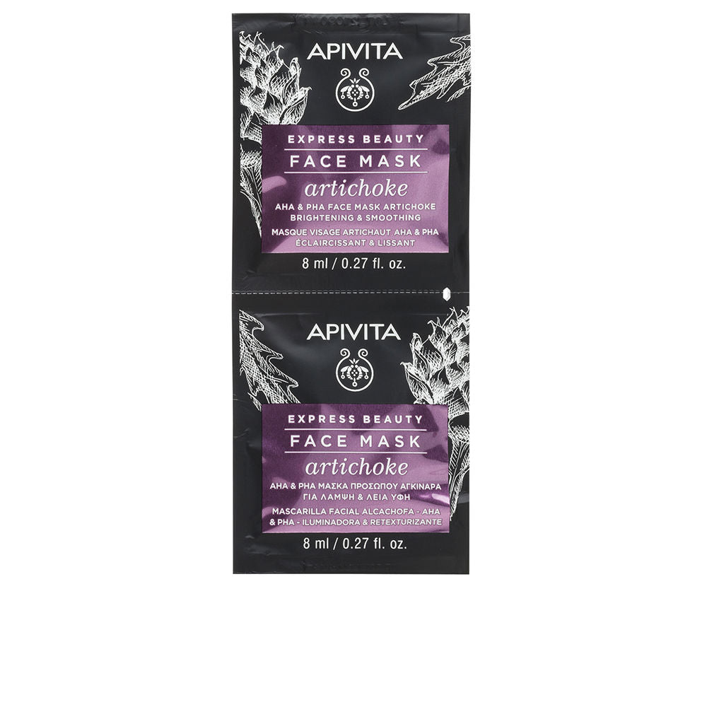 Express Beauty Mascarilla facial iluminadora y retexturizante con alcachofa, AHA y PHA 2 x 8 ml