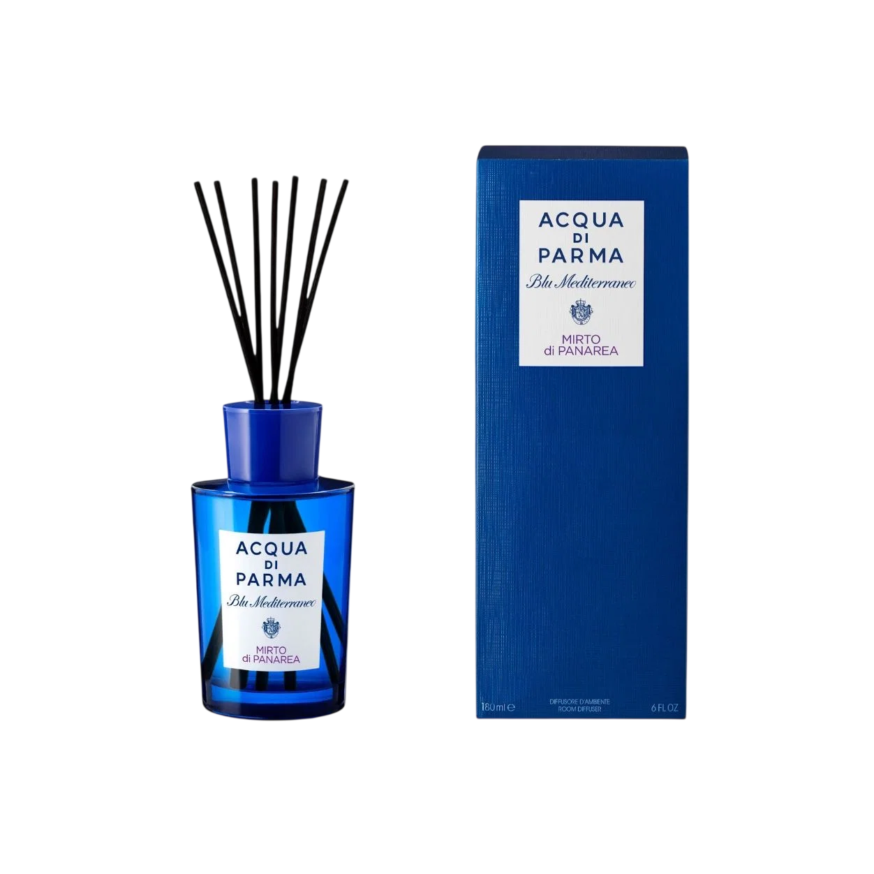 Acqua di Parma Acqua di Parma, Blu Mediterraneo - Mirto di Panarea, Duftstäbchen, Aroma-Rattanstäbchen-Diffusor, 180 ml Regul