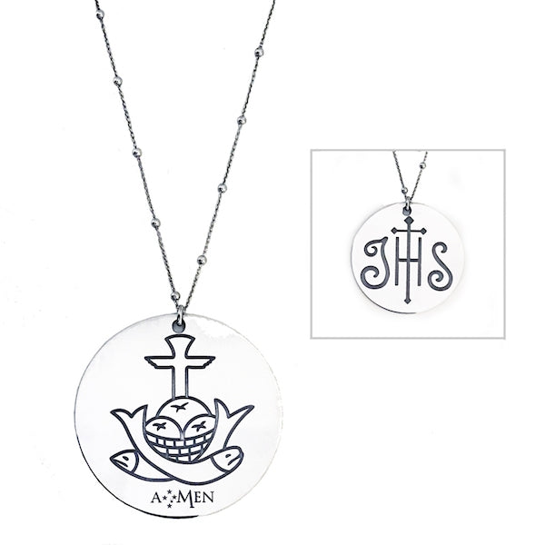 AMEN Mod. IHS - PANI&PESCI GRANDE 55mm CLOSG Schmuck Silber Silver 925°