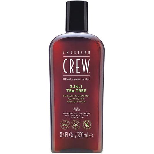 American Crew American Crew, 3-In-1 Tea Tree, Teebaumöl, Haarshampoo, Spülung & Duschgel 3-in-1, Zur Befeuchtung, 250 ml Regu