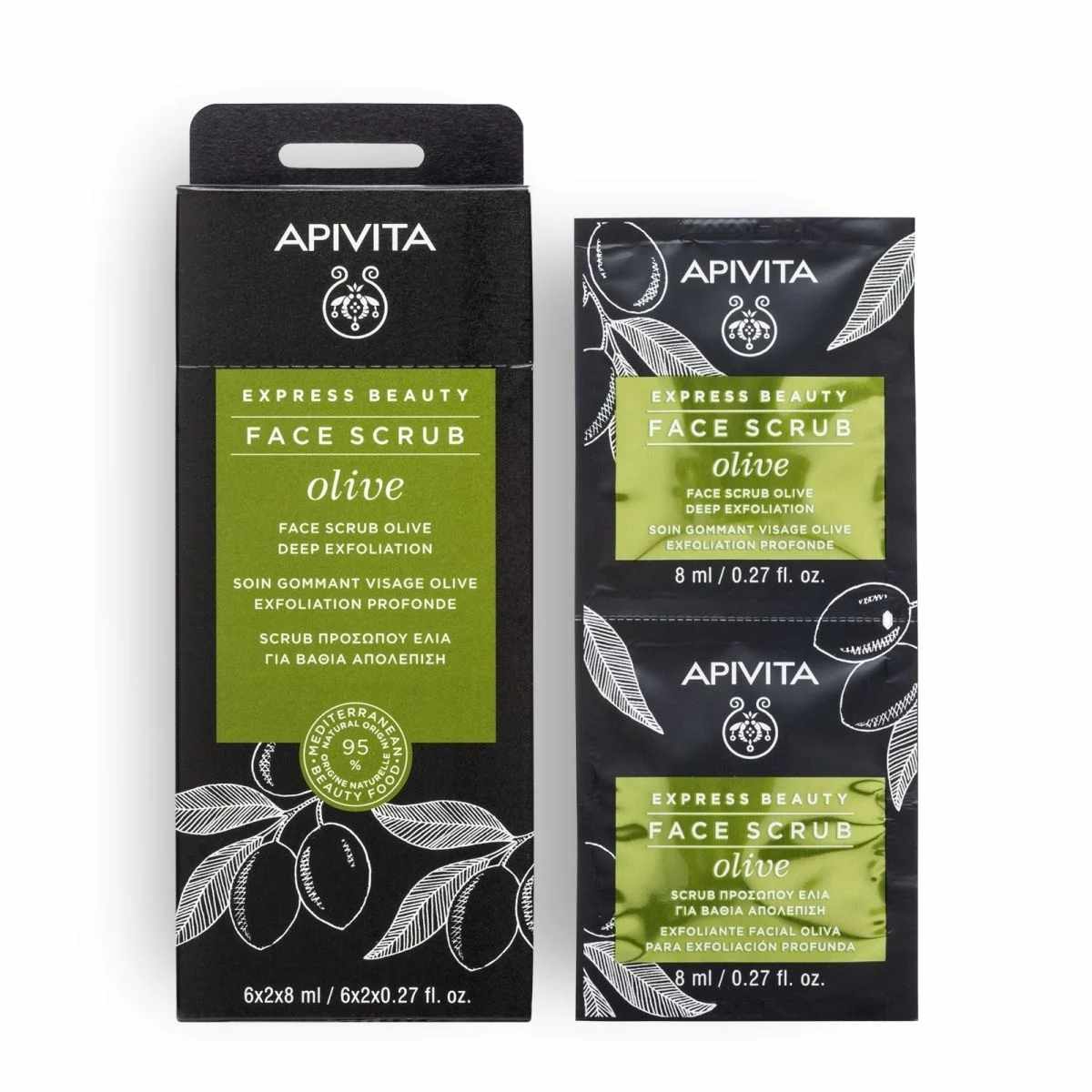 Apivita Apivita, Olive, Exfoliating & Purifying, Peelingmaske, Für das Gesicht, 2 stk, 8 ml Regular