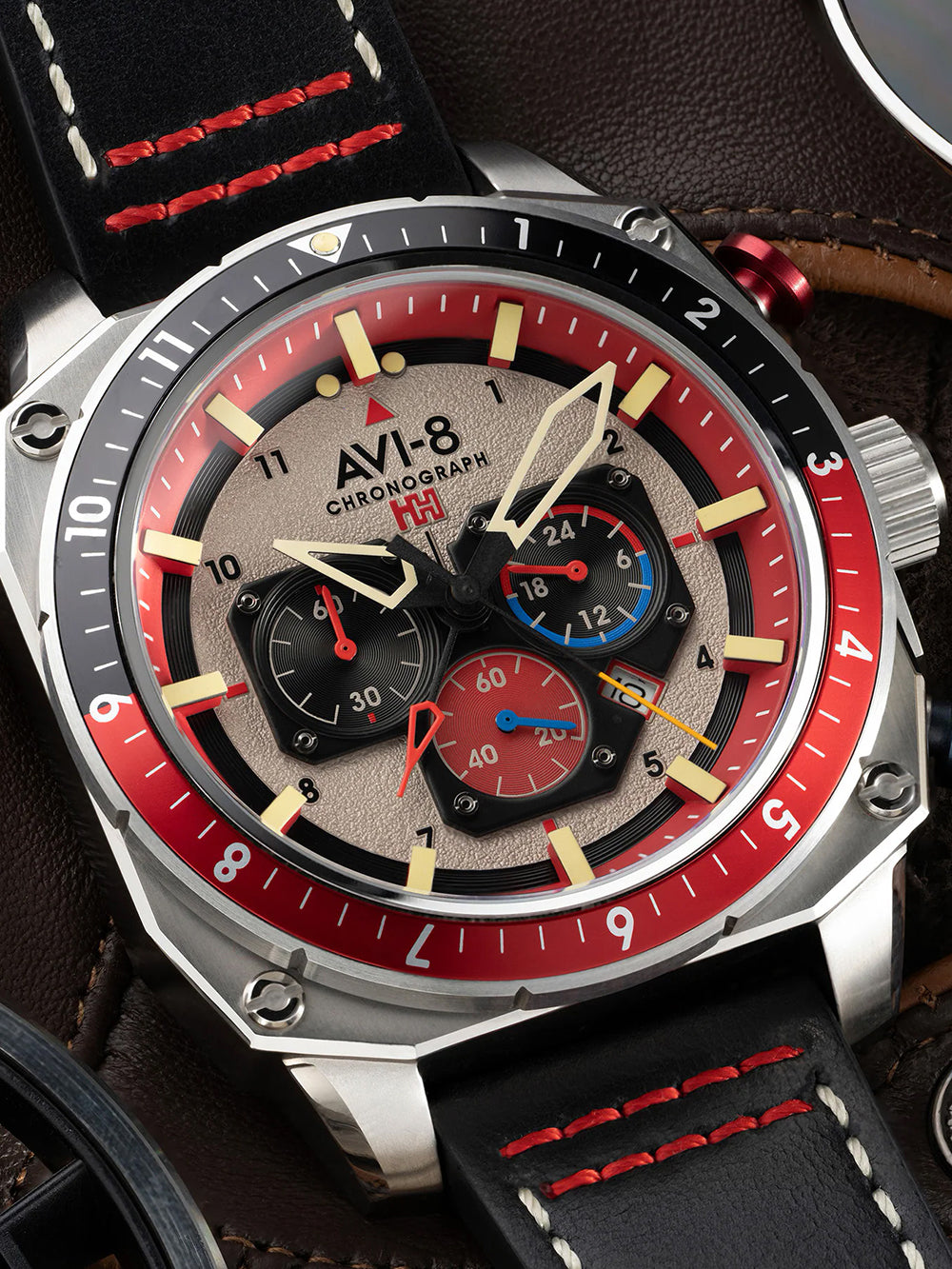 AVI-8 AV-4100-03 Analoguhr Armbanduhr 46 mm ansicht-2