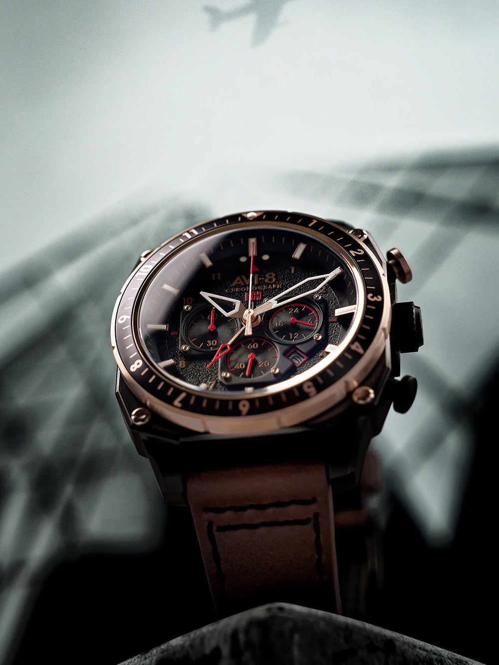 AVI-8 AV-4100-09 Analoguhr Armbanduhr 46 mm ansicht-2