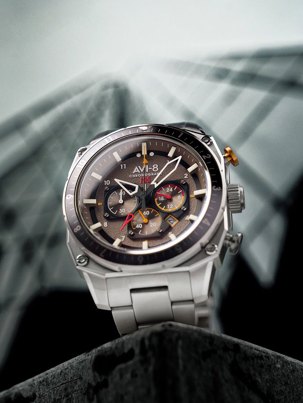 AVI-8 AV-4100-33 Analoguhr Armbanduhr 46 mm ansicht-2