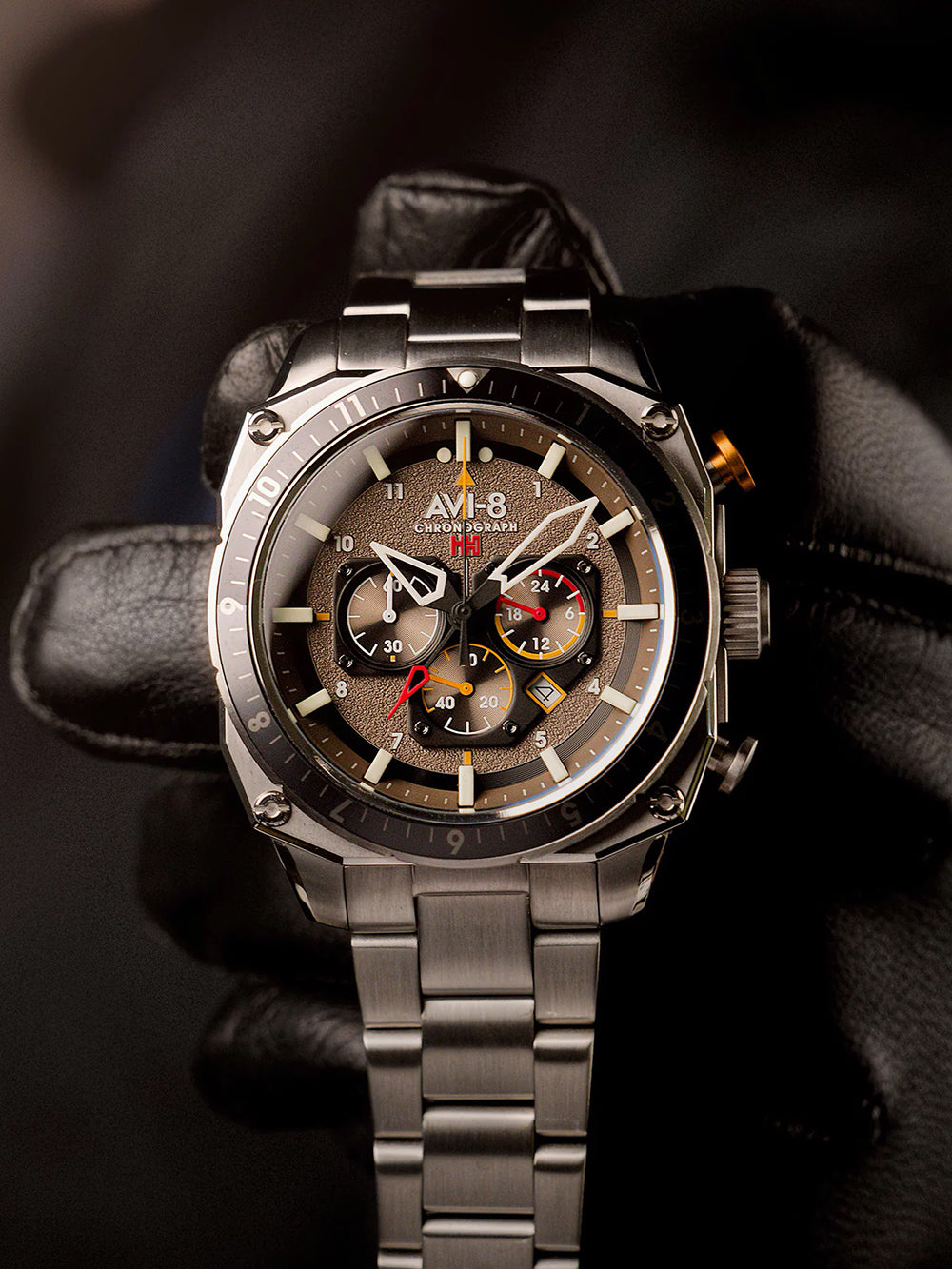 AVI-8 AV-4100-33 Analoguhr Armbanduhr 46 mm