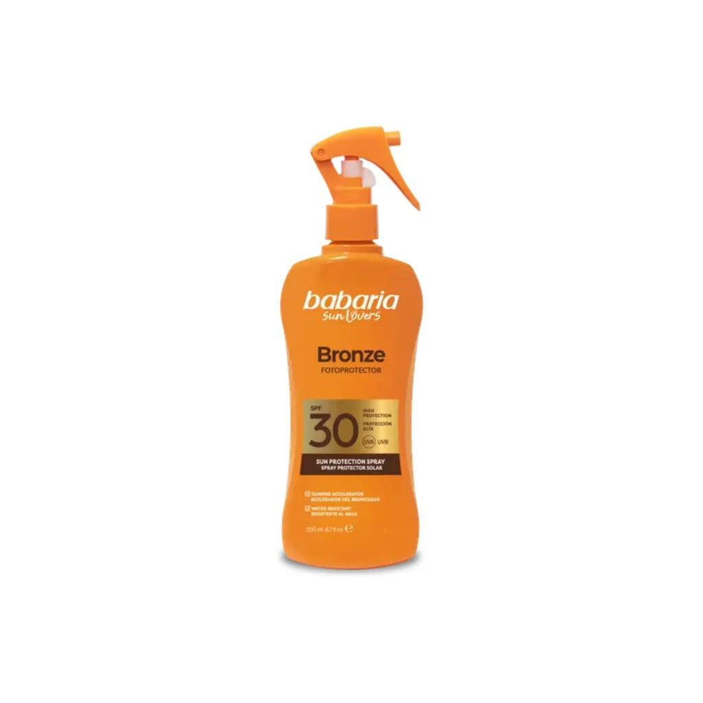 Babaria Babaria, Bronze Fotoprotector, Befeuchtend und schützend, Sonnenschutzspray, SPF 30, 200 ml Regular