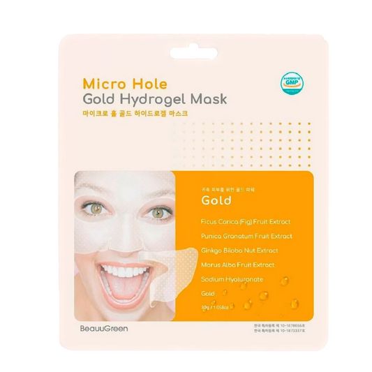 Beauugreen Beauugreen, Gold, Hydrogel, Hydration & Elasticity, Gesichtsmaske, Für das Gesicht, 23 g Regular