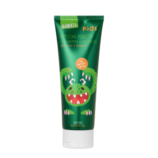 Biobaza Biobaza, Applechu Monster, Fruity & Fresh, Duschgel & Shampoo 2-in-1, Natürliche Inhaltsstoffe, 250 ml Regular