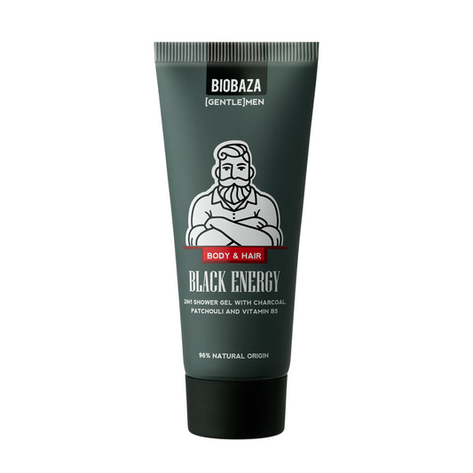 Biobaza Biobaza, Black Energy, Duschgel & Shampoo 2-in-1, Holzkohle, 30 ml Regular