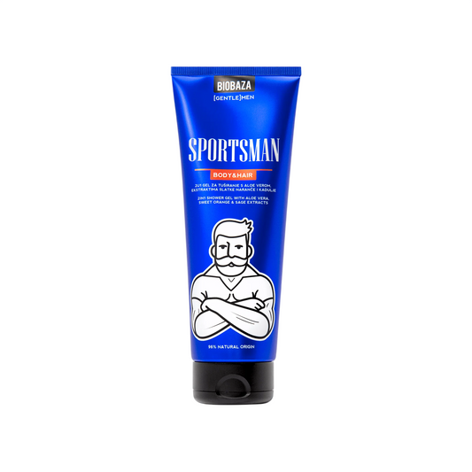 Biobaza Biobaza, Sportsman, Citrus & Aromatic, Duschgel & Shampoo 2-in-1, Natürliche Inhaltsstoffe, 220 ml Regular