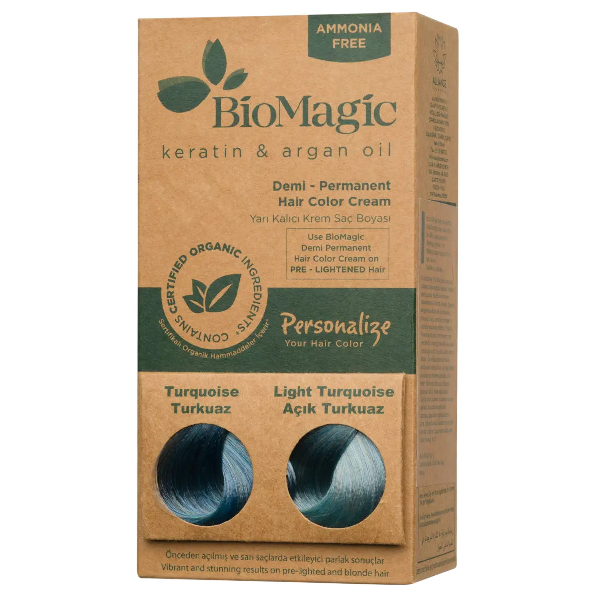 Biomagic Biomagic, Biomagic, Keratin & Argan Oil, Demi-permanente Haarfarbe, Turquoise, 250 ml *Tester