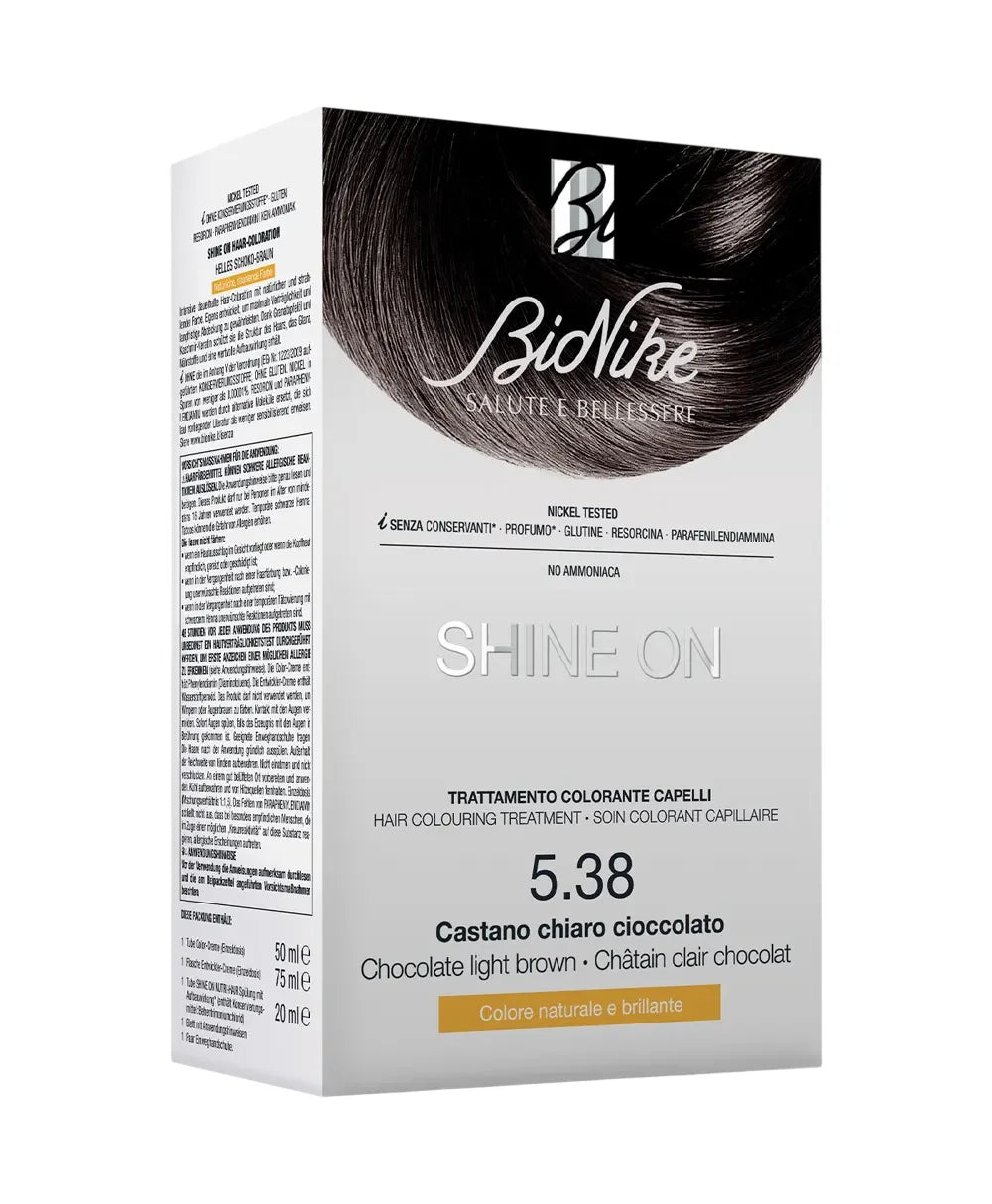 BioNike Permanente Haarfarbe BioNike, Shine On, Permanent Hair Dye, 538 Light Chocolate Brown, 145 ml Regular