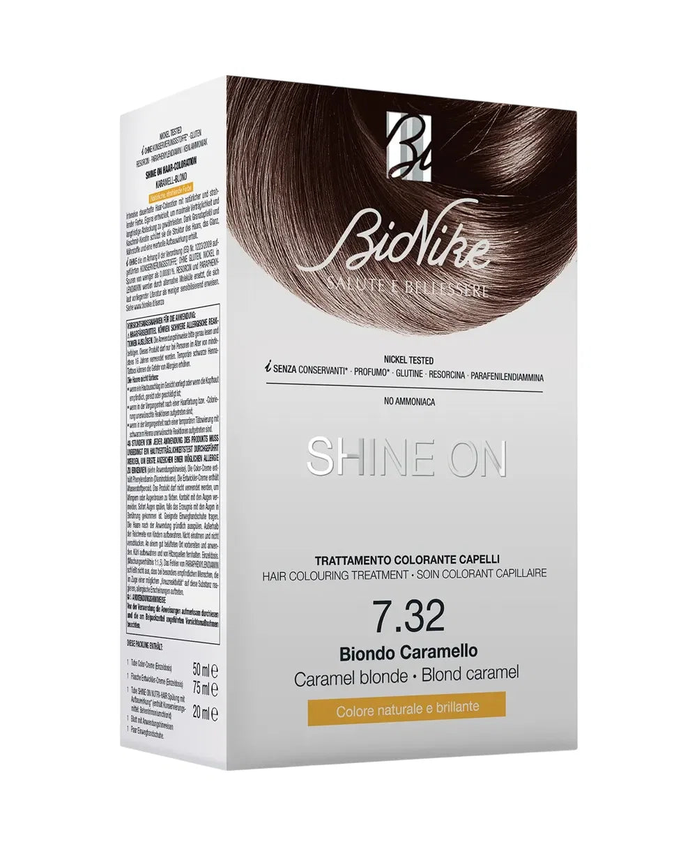 BioNike Permanente Haarfarbe BioNike, Shine On, Permanent Hair Dye, 7.32 Caramel Blonde, 145 ml Regular