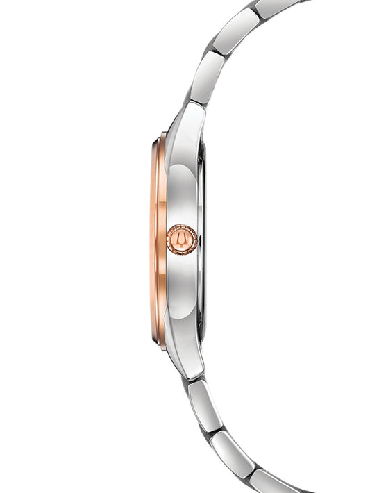 BULOVA SS BICOLOR RG CLASSIC SUTTON DIAMOND LADY Damen Chronograph Armbanduhr 38 mm 98P183 – Produktansicht